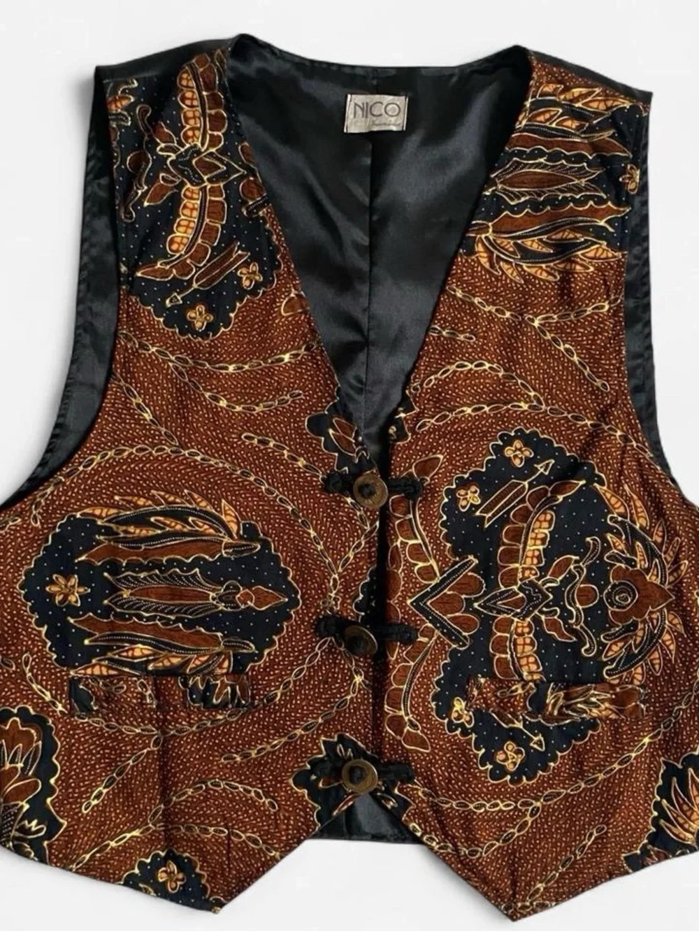 Vintage brown & black abstract patterned vest